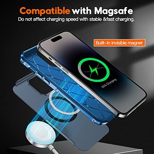 Mozoter [6 ב 1 מגנטי לאייפון 14 Pro Case, [12 רגל אטום הלם תואם ל- Magsafe] [2 PCS מגן מסך זכוכית+2 PCS מגן עדשות